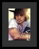 Johnny Depp (Tattoos & Hat) Movie Framed & Matted Poster Print - 16 X 20