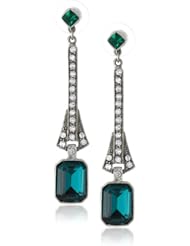 Ben-Amun Jewelry "Emerald Deco" Crystal Linear Earrings