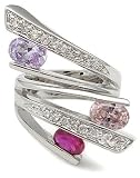 European Inspired Colored CZ Right Hand Ring