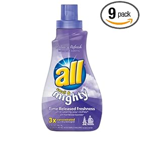 All Small & Mighty 3x Concentrated Laundry Detergent, Relax & Refresh With Lavender And Waterlily, 32-Ounce/32-Load Bottle (Pack of 9)
