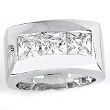 Gorgeous Solid Sterling Silver Cubic Zirconia Rhodium Plated Rings with Three Large CZ Stones