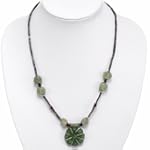 EXP Handmade Jade & Ruby/Glass & Silver Necklace