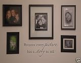 BECAUSE EVERY PICTURE HAS A STORY TO TELL Vinyl wall quotes family lettering home art decal decor