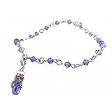 Anklet - A50 - Sized to Fit - Swarovski (tm) Crystal Beads ~ Tanzanite (Purply Blue) with Flip Flop Sandal Charm