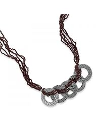 MMA Silver - 17.5 inch Multistrand Garnet Toggle Necklace with Patterned Circles