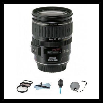 Canon EF 28-135mm f/3.5-5.6 IS USM Standard Zoom Lens for Canon SLR Cameras with a Deluxe Accessory Bundle: 72mm 3 Filters Kit (UV - Polarizer - FLD), Lens Pen Cleaning System with Free Microfiber Cleaning Cloth, Professional Dust Blower and Lens Cap Holder - WHITE BOX