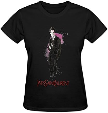 Ivyspace Round Neck For Women Yves Saint Laurent Short Sleeve Shirt S Black