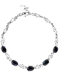 Honeystore Womens Gemstone 925 Silver White Gold Plated Bracelet Color Royal Blue