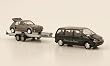 Peugeot 806, avec PKW remorque et Peugeot 205, Model Car, Herpa 1:87