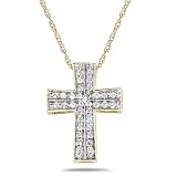 10k Yellow Gold Diamond Cross Pendant (1/8 cttw, I-J Color, I2-I3 Clarity)