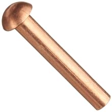 Copper Solid Rivet, Plain Finish, Round Head, Meets MS20435, 3/32" OD, 0.162-0.182" Head Diameter, 1/4" Length, Made in US (Pack of 100)