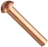 Copper Solid Rivet Round Head 3/32 Shaft Diameter x 1/4 Length (Pack of 100)