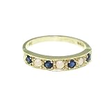 Image of 9ct Yellow Gold Ladies Opal and Sapphire Eternity Ring - Free Delivery - Finger Sizes L to Z Available