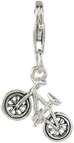 Quiges Charms Silver Plated Bicycle Click-on Charm Lobster Clasp for Charms Bracelet, Necklace or Charms Carrier