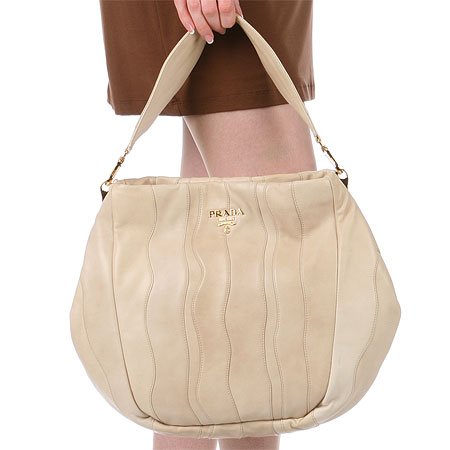 Prada Nappa Stripes Creme Hobo