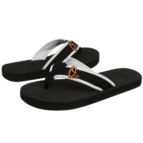Baltimore Orioles Black Basic Unisex Flip Flops (X-Small)