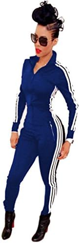 Jeansmore Women's Long Sleeve Zipper Sexy Clubwear Bodycon Long Jumpsuit Rompers