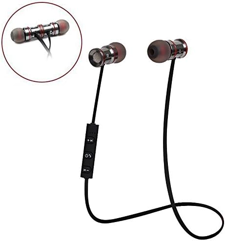 Seaer Magnet Metal In-Ear Sport Headphone Bluetooth Headsets V4.1 Wireless Sports Earphone Lightweight Neckband Sweatproof Running Gym Stereo Earbuds with Microphone for iPhone Samsung (Black)