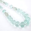 Graduated Blue Quartz, Green Amethyst and Aquamarine Gemstone Bead Necklace with Sterling Silver Dragonfly and Butterfly, 24" Length, #7893