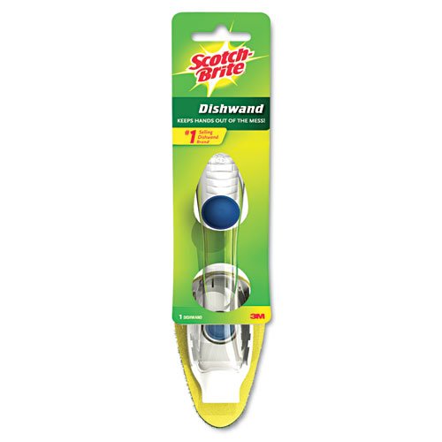 Scotch-Brite Products - Scotch-Brite - Heavy-Duty Soap-Dispensing Dishwand, 2 1/2 x 9 1/2 - Sold As 1 Each - Heavy-duty dishwand keeps hands out of the mess! - Tough scrubbing head tackles your pots and pans. - Simply replace the head when its worn 