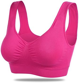 Women Padded Athletic Vest Gym Fitness Sports Bra Crop Top Outdoor (ROSE RED)