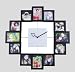 Designer Habitat - Family Time Photo Frame Clock Brushed Aluminium Silver, Holds 12 Photos