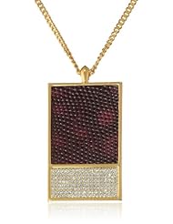 Vince Camuto Tour of Duty Items Wine Lizard Pendant Necklace, 34"