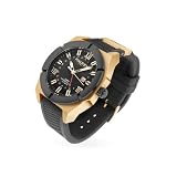 Haurex Challenger - Gold Plated and Rubber Strap GMT Date Watch by Haurex
