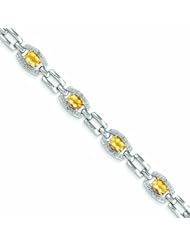 Genuine .925 Sterling Silver Diamond & Citrine Bracelet 9 Grams . 100% Satisfaction Guaranteed.