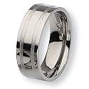 Grooved Brushed & Polished Titanium Ring (8.0 mm) - Sizes 6-13