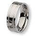 Grooved Brushed and Polished Titanium Ring (8.0 mm) - Sizes 6-13