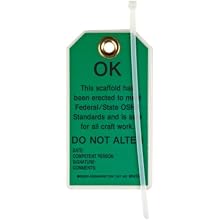 Brady 86452 5-3/4" Height, 3" Width, B-852 Reusable Dura-Tag, Black On Green Color Scaffolding Tags (Pack Of 10)