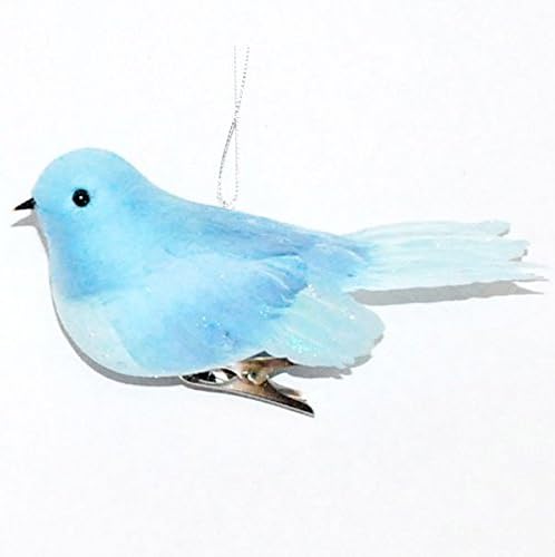 Jaclyn Smith Midnight Clear Blue Feather Bird Clip Ornament