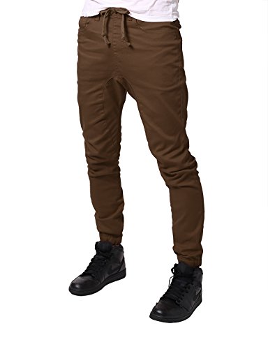 JD Apparel Men's Slim Fit Harem Drop Croptch Joggers Small Dark Wheat