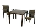 Greemotion Rattan Set, Alu, Polyethylengeflecht, Tisch und 2 Stühle