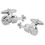 Mens Violins Metal Cufflink by Umo Lorenzo in Silver