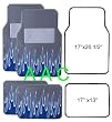 A Set of 4 Universal Fit Fire Flame Carpet Floor Mats for Cars / Truck - Gray Blue