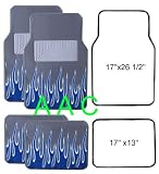 A Set of 4 Universal Fit Fire Flame Carpet Floor Mats for Cars / Truck - Gray Blue