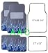 A Set of 4 Universal Fit Fire Flame Carpet Floor Mats for Cars / Truck - Gray Blue