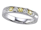 0.70 cts Round Diamond and Yellow Sapphire Band - Platinum, 18kt White or Yellow Gold