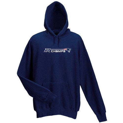 Buy New England Patriots Navy Blue 2007 AFC Conference Champions Victorious Hoody Sweatshirt by Football Fanatics