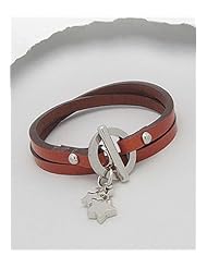 Orange Star Leather Bracelet In White Base