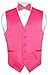 Men's Dress Vest & BowTie Solid HOT PINK FUCHSIA Color Bow Tie Set for Suit Tux