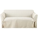 Sure Fit 1 Piece Ticking Stripe Chair, Rich Black