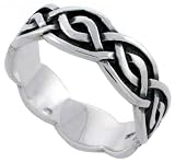 Sterling Silver Celtic Knot Ring Band (Available in Sizes 5 to 10), 1/4" Thick
