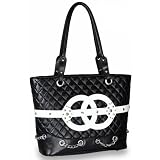 Classic Quilted Circles Belting Soft Leatherette Double Handle Shopper Tote Bag Satchel Handbag Purse - Colors Available