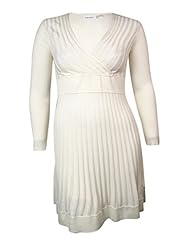 V-neck Banding Acrylic Sweater Long Sleeves  Dress