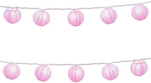 LumaBase Party Festive Lighting Electric String Light Round Paper Lanterns (3") Purple 10 Count