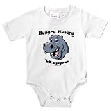 Knit Baby Infant Bodysuit Onesie - 5.5oz.100% Cotton Jersey Knit - with 3 snap bottom in White Light Pink or Baby Blue Hungry Hungry Hippo