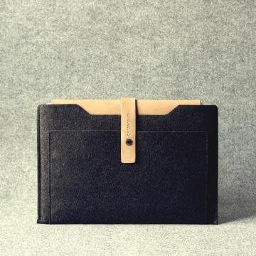 Charbonize Genuine Leather and Wool Felt sleeve case for Apple MacBook Pro 15-inch Retina (Charcoal Khaki)
